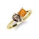 4 - Zoya Pear Shape Smoky Quartz & Princess Shape Citrine 2 Stone Duo Ring 