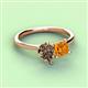 3 - Zoya Pear Shape Smoky Quartz & Princess Shape Citrine 2 Stone Duo Ring 