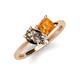 4 - Zoya Pear Shape Smoky Quartz & Princess Shape Citrine 2 Stone Duo Ring 