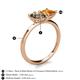 5 - Zoya Pear Shape Smoky Quartz & Princess Shape Citrine 2 Stone Duo Ring 
