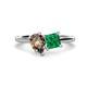 1 - Zoya Pear Shape Smoky Quartz & Princess Shape Lab Created Emerald 2 Stone Duo Ring 