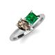 4 - Zoya Pear Shape Smoky Quartz & Princess Shape Lab Created Emerald 2 Stone Duo Ring 