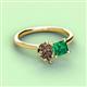 3 - Zoya Pear Shape Smoky Quartz & Princess Shape Lab Created Emerald 2 Stone Duo Ring 