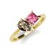 4 - Zoya Pear Shape Smoky Quartz & Princess Shape Pink Tourmaline 2 Stone Duo Ring 