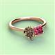 3 - Zoya Pear Shape Smoky Quartz & Princess Shape Pink Tourmaline 2 Stone Duo Ring 
