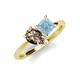 4 - Zoya Pear Shape Smoky Quartz & Princess Shape Aquamarine 2 Stone Duo Ring 