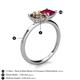 5 - Zoya Pear Shape Smoky Quartz & Princess Shape Lab Created Ruby 2 Stone Duo Ring 