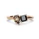 1 - Zoya Pear Shape Smoky Quartz & Princess Shape Black Diamond 2 Stone Duo Ring 