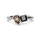 1 - Zoya Pear Shape Smoky Quartz & Princess Shape Black Diamond 2 Stone Duo Ring 