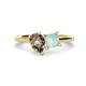 1 - Zoya Pear Shape Smoky Quartz & Princess Shape Lab Created Opal 2 Stone Duo Ring 
