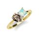 4 - Zoya Pear Shape Smoky Quartz & Princess Shape Lab Created Opal 2 Stone Duo Ring 