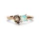 1 - Zoya Pear Shape Smoky Quartz & Princess Shape Lab Created Opal 2 Stone Duo Ring 