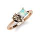 4 - Zoya Pear Shape Smoky Quartz & Princess Shape Lab Created Opal 2 Stone Duo Ring 
