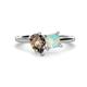 1 - Zoya Pear Shape Smoky Quartz & Princess Shape Lab Created Opal 2 Stone Duo Ring 