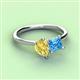 3 - Zoya Pear Shape Yellow Sapphire & Princess Shape Blue Topaz 2 Stone Duo Ring 