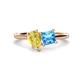 1 - Zoya Pear Shape Yellow Sapphire & Princess Shape Blue Topaz 2 Stone Duo Ring 