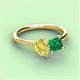 3 - Zoya Pear Shape Yellow Sapphire & Princess Shape Lab Created Emerald 2 Stone Duo Ring 