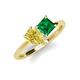 4 - Zoya Pear Shape Yellow Sapphire & Princess Shape Lab Created Emerald 2 Stone Duo Ring 