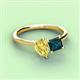 3 - Zoya Pear Shape Yellow Sapphire & Princess Shape London Blue Topaz 2 Stone Duo Ring 