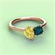 3 - Zoya Pear Shape Yellow Sapphire & Princess Shape London Blue Topaz 2 Stone Duo Ring 