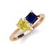 4 - Zoya Pear Shape Yellow Sapphire & Princess Shape Lab Created Blue Sapphire 2 Stone Duo Ring 