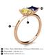 5 - Zoya Pear Shape Yellow Sapphire & Princess Shape Lab Created Blue Sapphire 2 Stone Duo Ring 