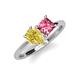 4 - Zoya Pear Shape Yellow Sapphire & Princess Shape Pink Tourmaline 2 Stone Duo Ring 