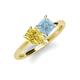 4 - Zoya Pear Shape Yellow Sapphire & Princess Shape Aquamarine 2 Stone Duo Ring 