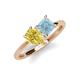 4 - Zoya Pear Shape Yellow Sapphire & Princess Shape Aquamarine 2 Stone Duo Ring 