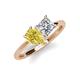 4 - Zoya Pear Shape Yellow Sapphire & Princess Shape GIA Certified Diamond 2 Stone Duo Ring 