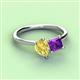 3 - Zoya Pear Shape Yellow Sapphire & Princess Shape Amethyst 2 Stone Duo Ring 