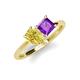 4 - Zoya Pear Shape Yellow Sapphire & Princess Shape Amethyst 2 Stone Duo Ring 
