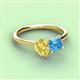 3 - Zoya Pear Shape Yellow Sapphire & Princess Shape Blue Topaz 2 Stone Duo Ring 