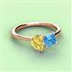3 - Zoya Pear Shape Yellow Sapphire & Princess Shape Blue Topaz 2 Stone Duo Ring 