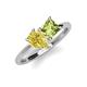 4 - Zoya Pear Shape Yellow Sapphire & Princess Shape Peridot 2 Stone Duo Ring 
