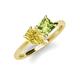 4 - Zoya Pear Shape Yellow Sapphire & Princess Shape Peridot 2 Stone Duo Ring 