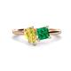 1 - Zoya Pear Shape Yellow Sapphire & Princess Shape Lab Created Emerald 2 Stone Duo Ring 