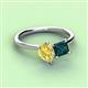 3 - Zoya Pear Shape Yellow Sapphire & Princess Shape London Blue Topaz 2 Stone Duo Ring 