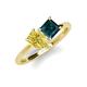 4 - Zoya Pear Shape Yellow Sapphire & Princess Shape London Blue Topaz 2 Stone Duo Ring 