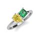 4 - Zoya Pear Shape Yellow Sapphire & Princess Shape Lab Created Alexandrite 2 Stone Duo Ring 