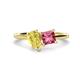 1 - Zoya Pear Shape Yellow Sapphire & Princess Shape Pink Tourmaline 2 Stone Duo Ring 