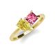 4 - Zoya Pear Shape Yellow Sapphire & Princess Shape Pink Tourmaline 2 Stone Duo Ring 
