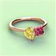 3 - Zoya Pear Shape Yellow Sapphire & Princess Shape Pink Tourmaline 2 Stone Duo Ring 