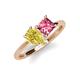4 - Zoya Pear Shape Yellow Sapphire & Princess Shape Pink Tourmaline 2 Stone Duo Ring 