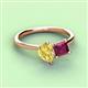 3 - Zoya Pear Shape Yellow Sapphire & Princess Shape Rhodolite Garnet 2 Stone Duo Ring 