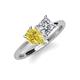 4 - Zoya Pear Shape Yellow Sapphire & Princess Shape Certified Lab Grown Diamond 2 Stone Duo Ring 