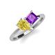 4 - Zoya Pear Shape Yellow Sapphire & Princess Shape Amethyst 2 Stone Duo Ring 