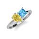 4 - Zoya Pear Shape Yellow Sapphire & Princess Shape Blue Topaz 2 Stone Duo Ring 