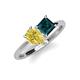 4 - Zoya Pear Shape Yellow Sapphire & Princess Shape London Blue Topaz 2 Stone Duo Ring 