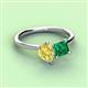 3 - Zoya Pear Shape Yellow Sapphire & Princess Shape Lab Created Emerald 2 Stone Duo Ring 